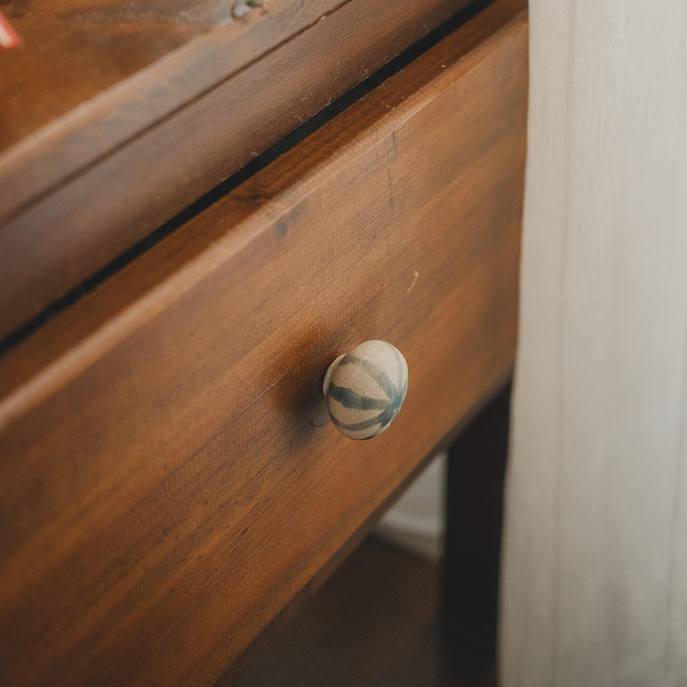 Round Ceramic Knobs Set- Teal Sun