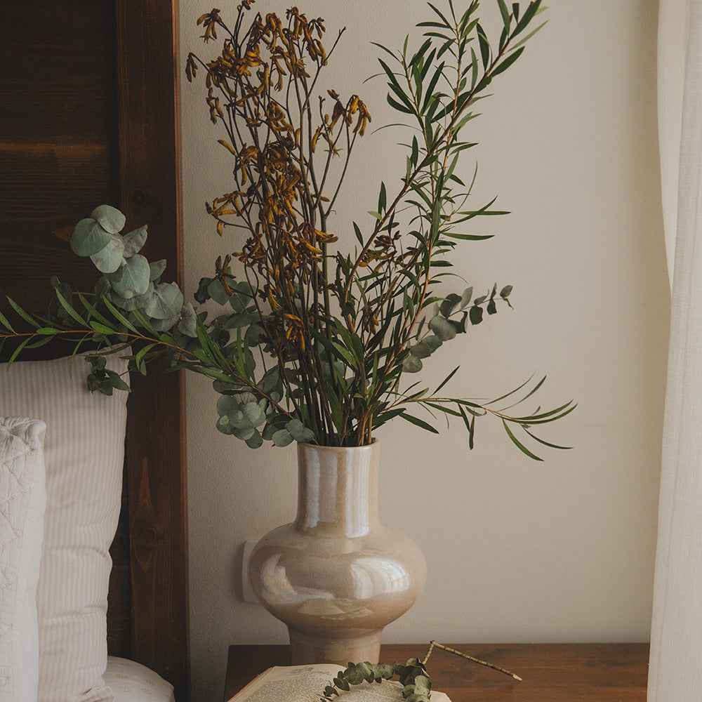 Hiba Ceramic Vase - Pearl Beige