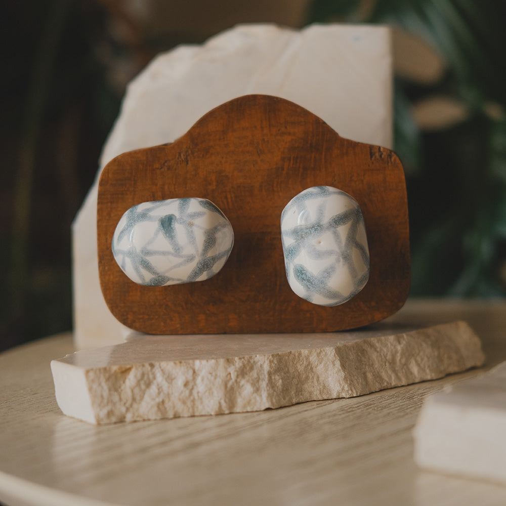 Oval Ceramic Knobs Set- Ocean Wash