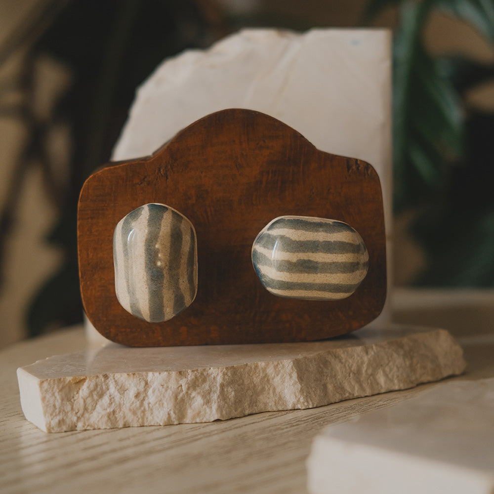 Oval Ceramic Knobs Set - Teal Wash