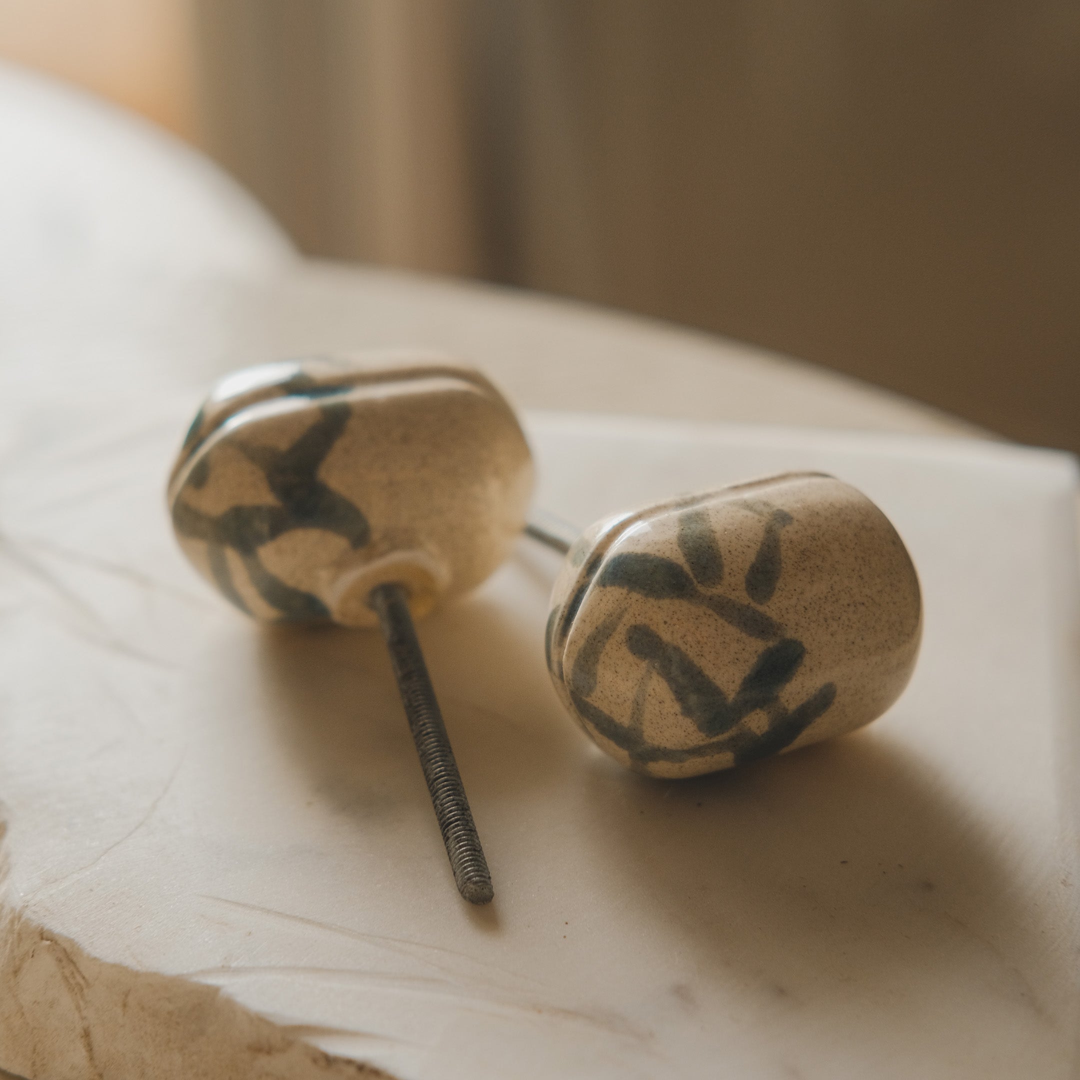 Oval Ceramic Knobs Set- Abstract