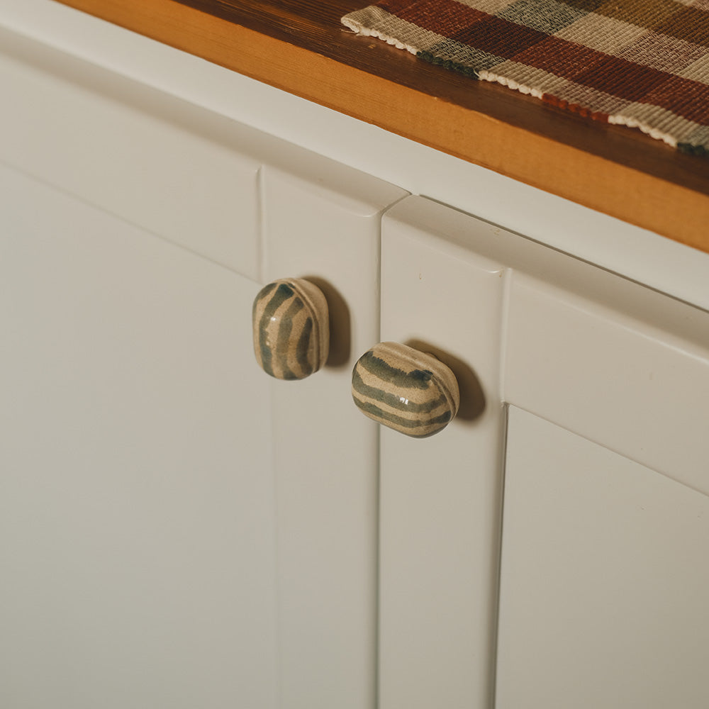 Oval Ceramic Knobs Set - Teal Wash