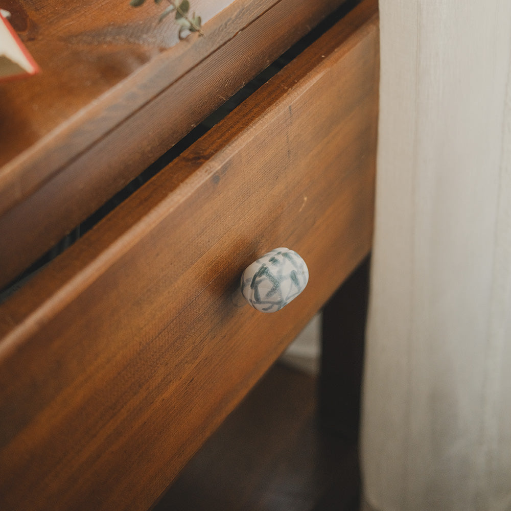 Oval Ceramic Knobs Set- Ocean Wash