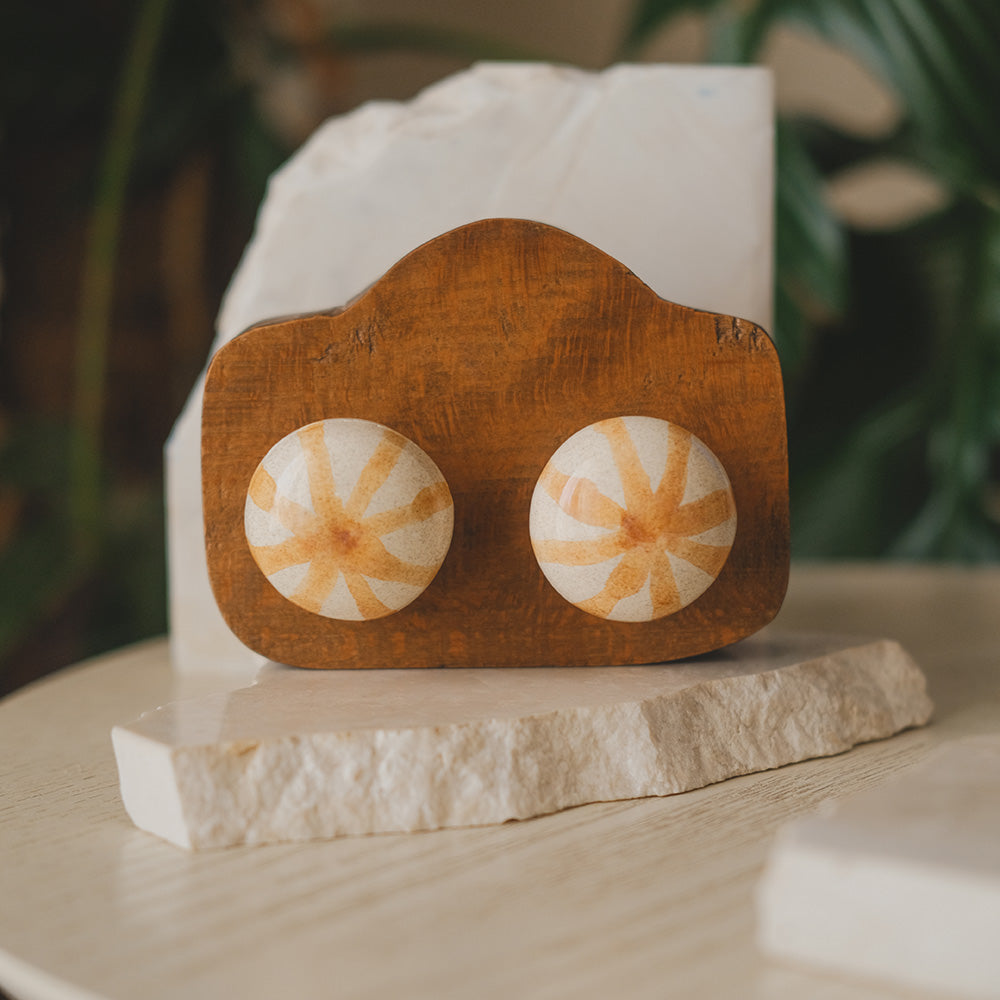 Round Ceramic Knobs Set- Coral