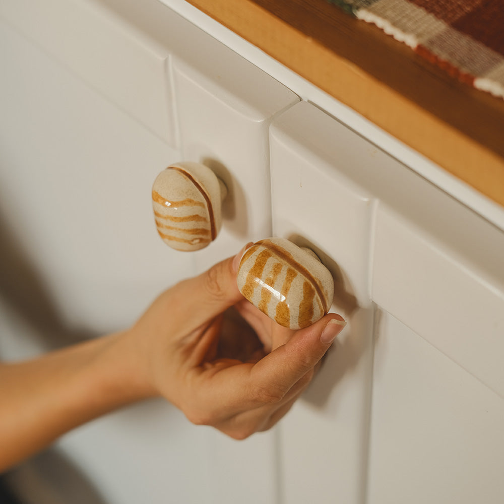 Oval Ceramic Knobs Set- Coral