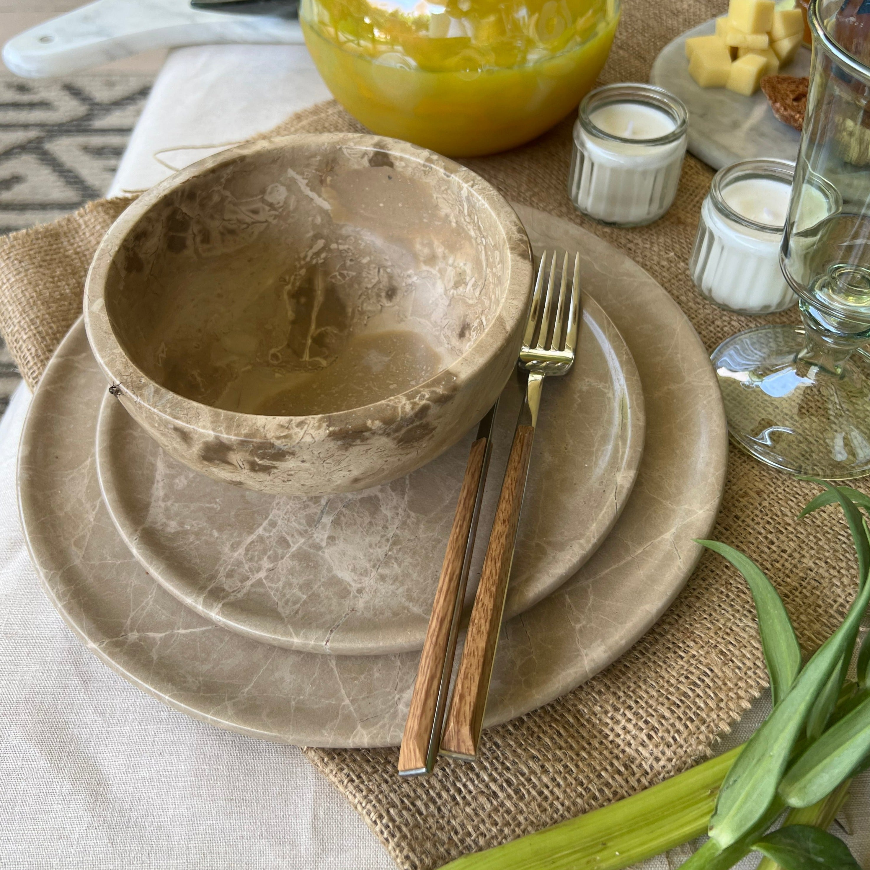 Marble round dining set