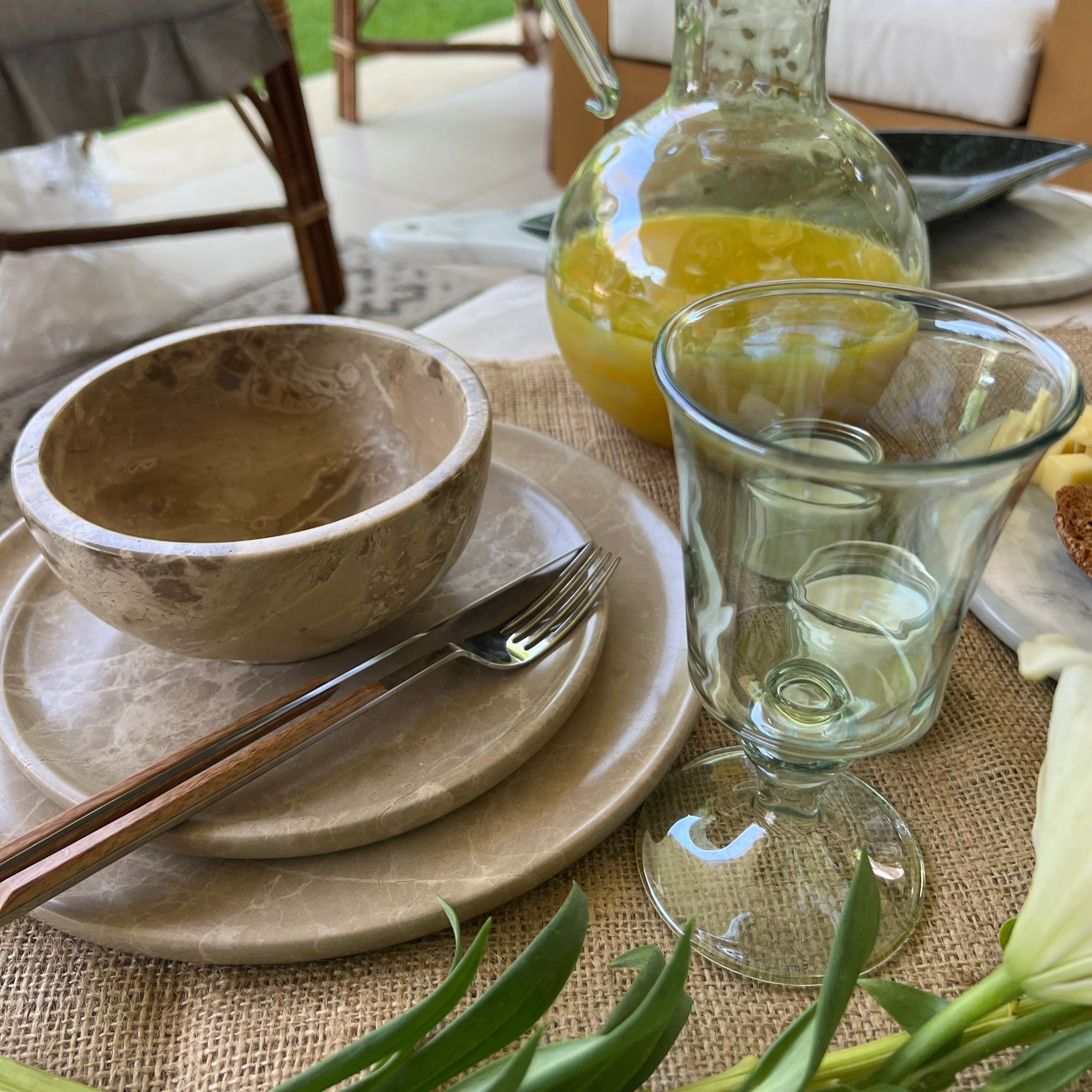 Marble round dining set