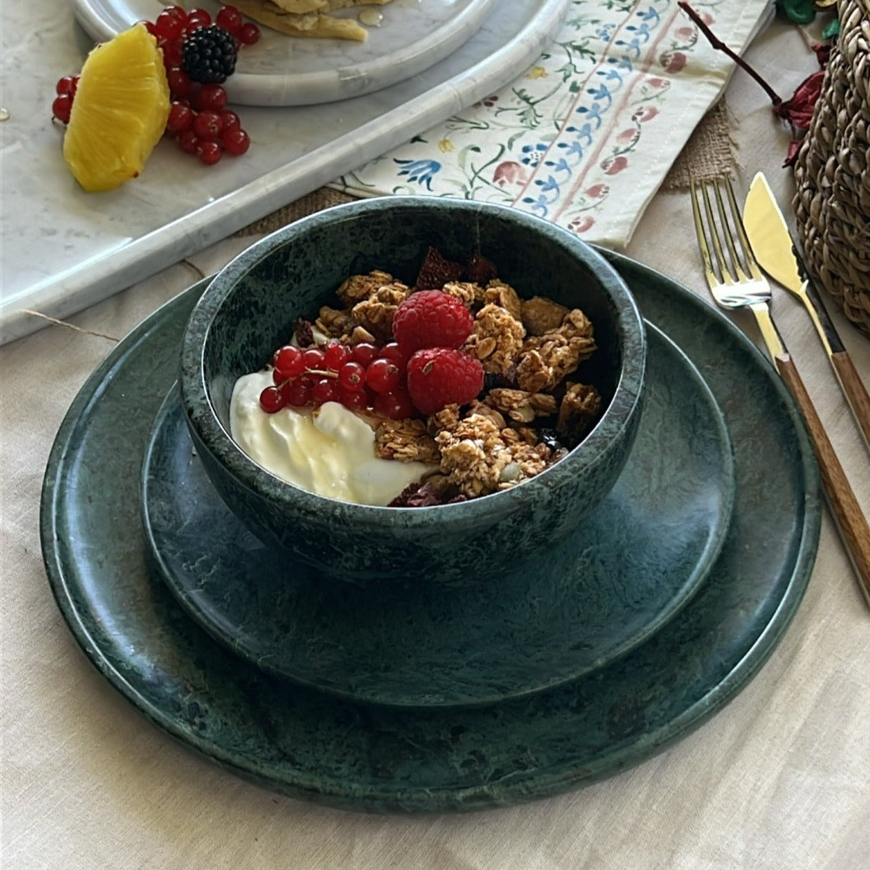 Marble round dining set