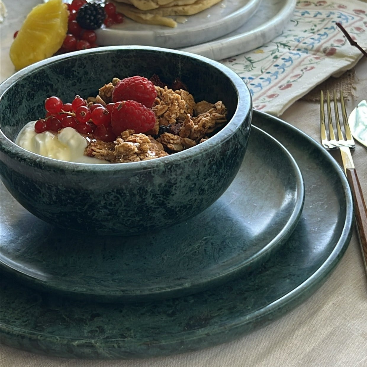Marble round dining set