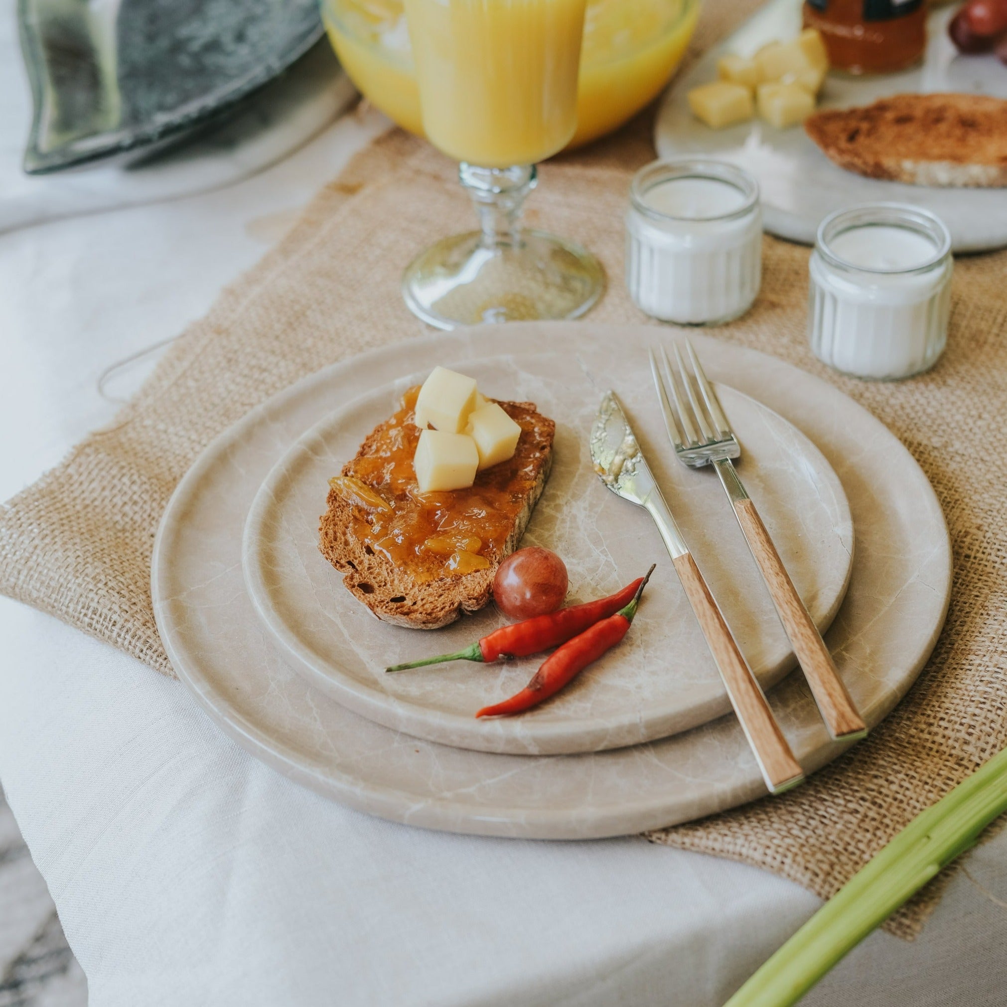 Marble round dining set