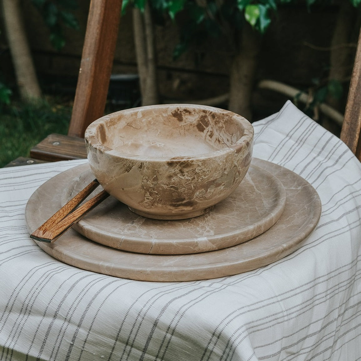 Marble round dining set