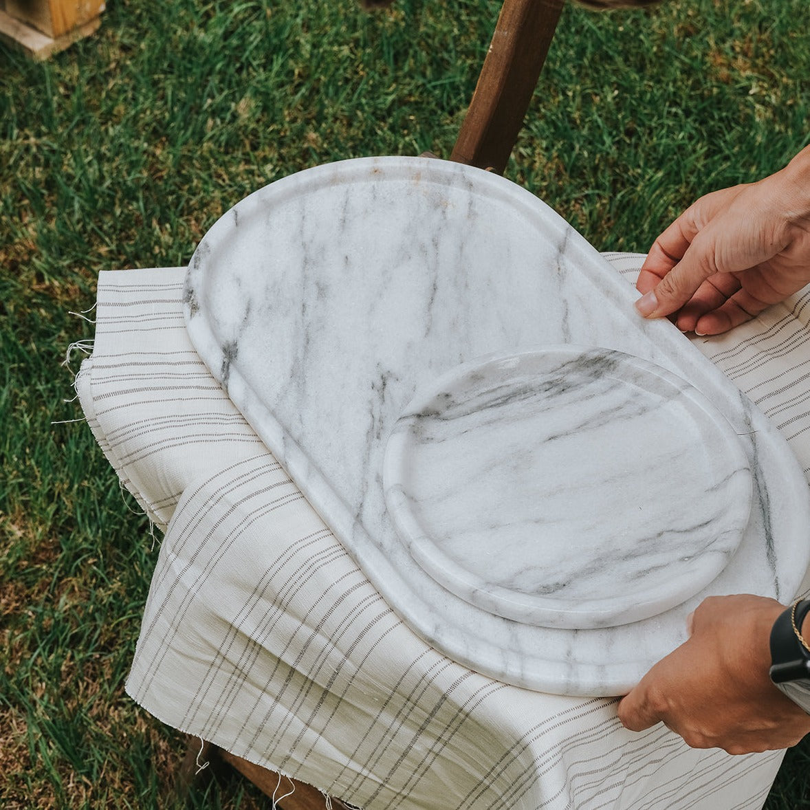 Marble oval platter
