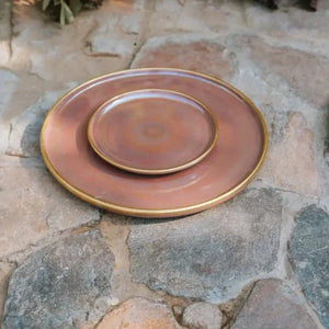 Large Round Serving Plate With Gold Rims
