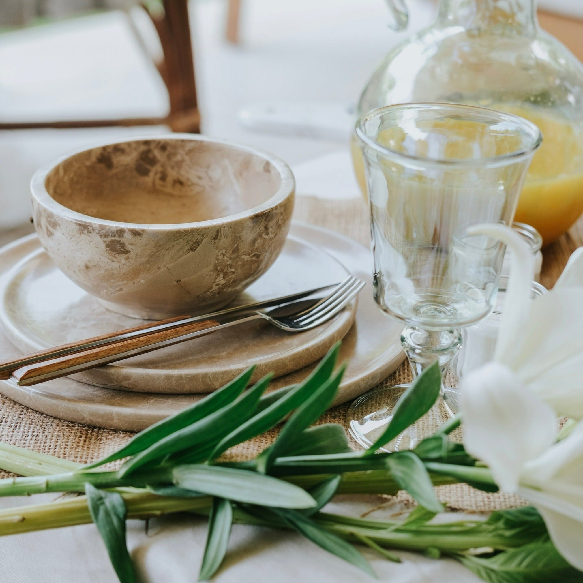 Marble round dining set