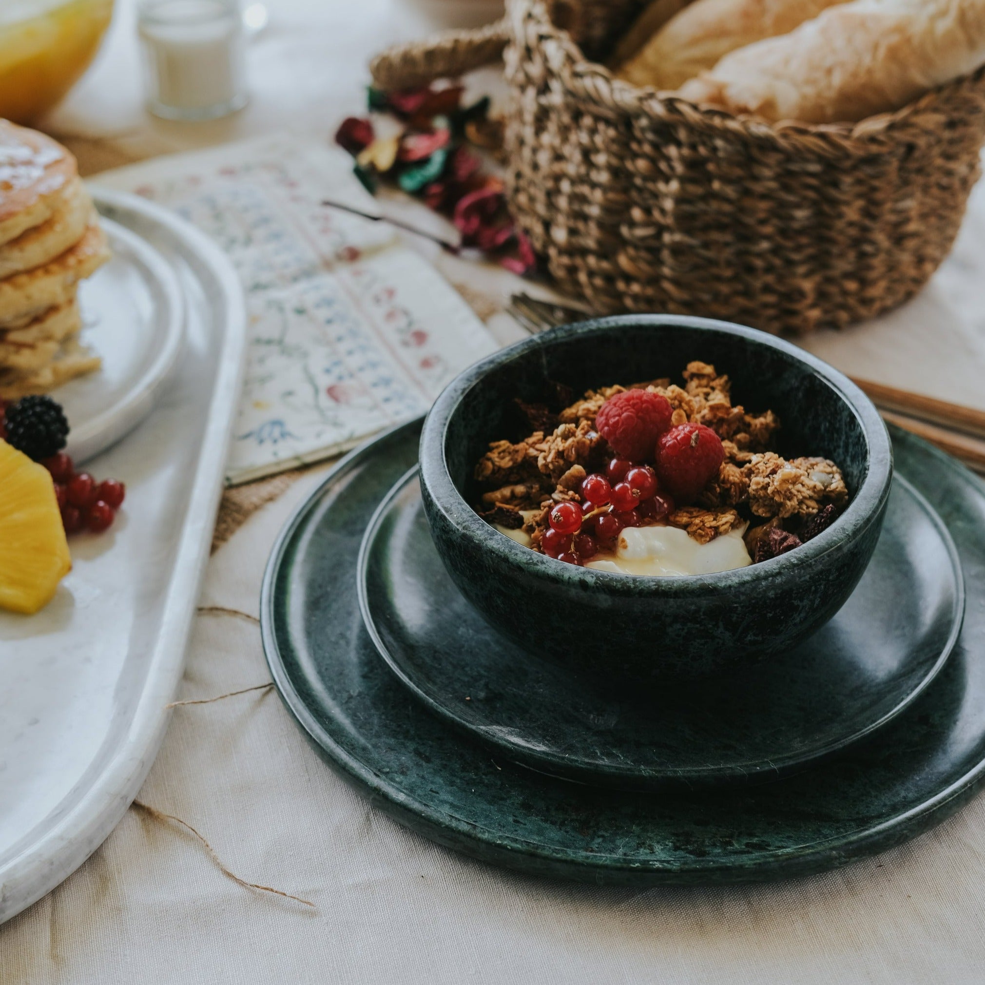 Marble round dining set