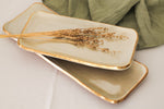 Long 40 CM Rectangle Platter With Real Gold Extract Rims