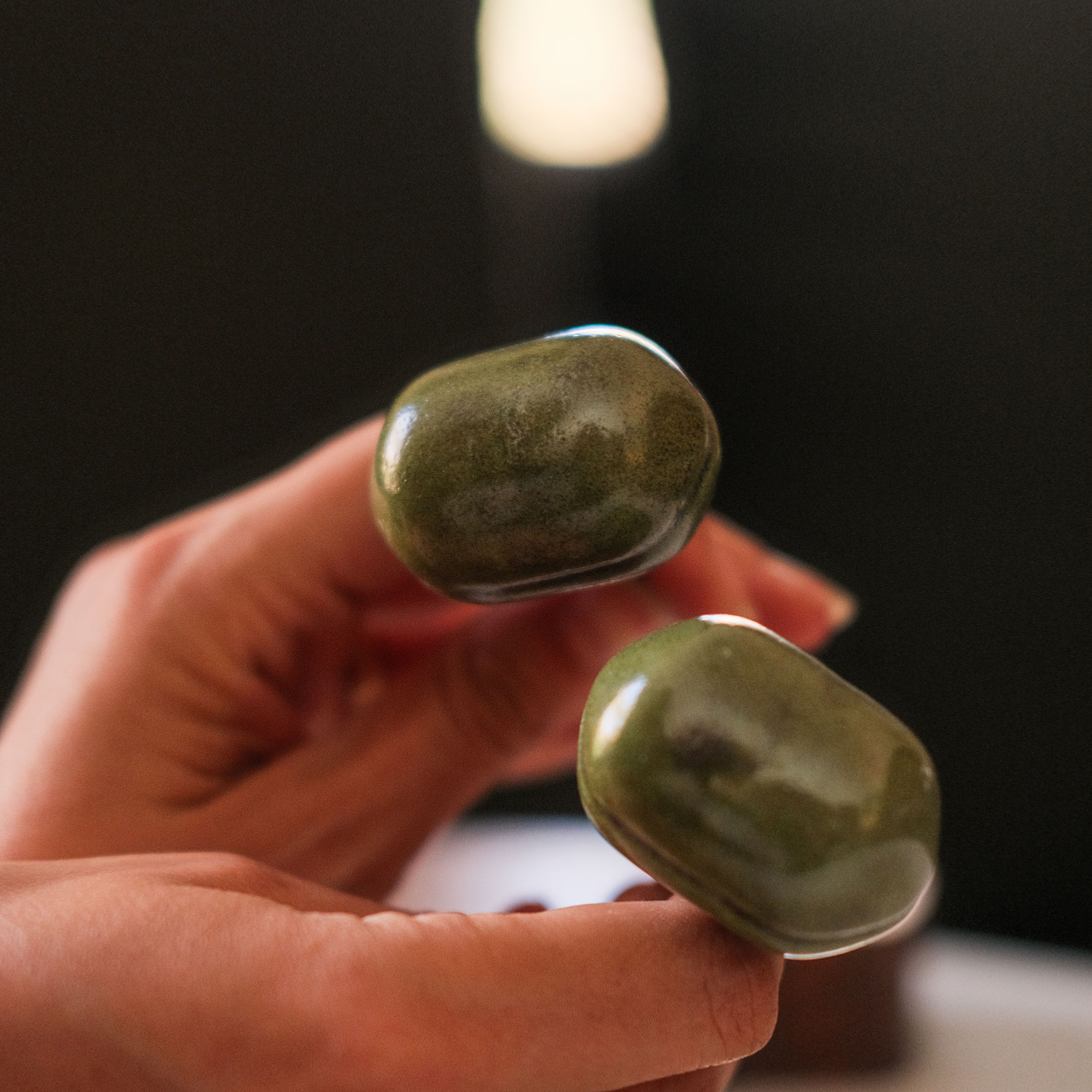 Oval Ceramic Knobs Set- Olive