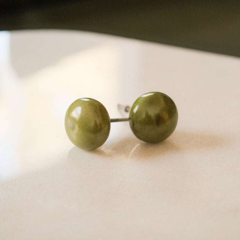 Round Ceramic Knobs Set- Olive