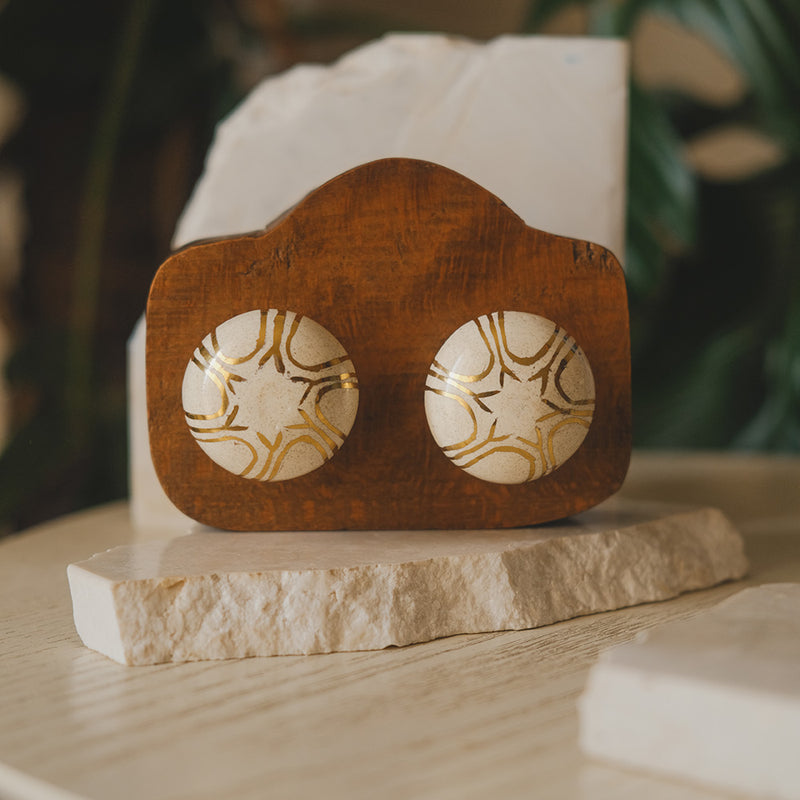 Round Ceramic Knobs Set- Gold Temple